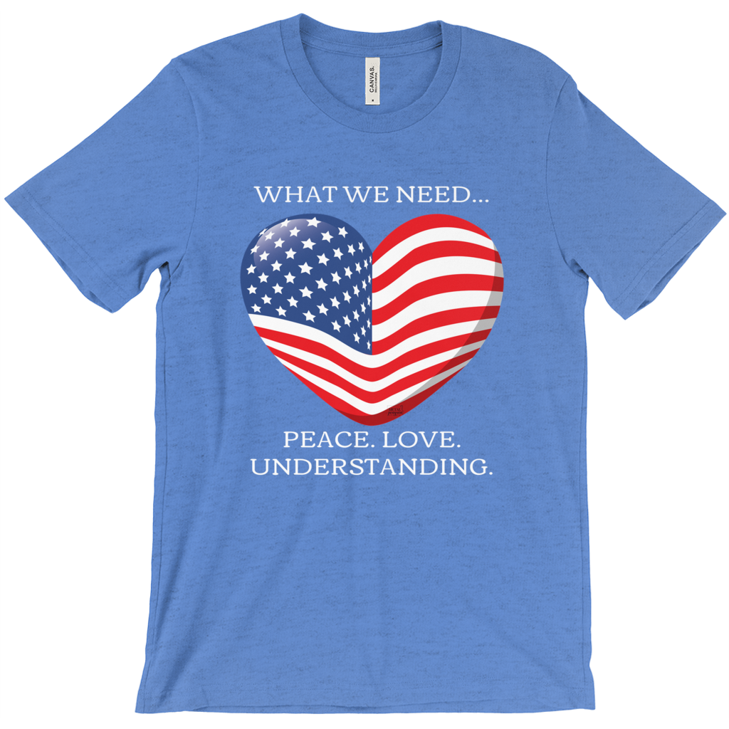 Peace Love & American Red/White/Blue American Flag V Neck Top
